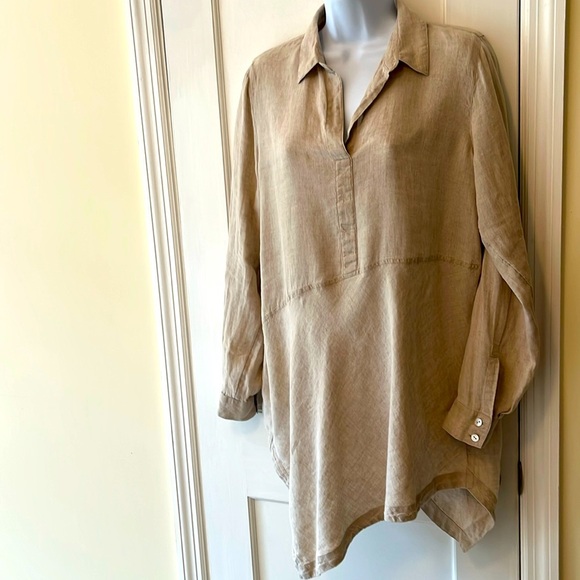 J. Jill Love Linen Women’s Small Lagenlook Asymmetrical V-Neck Tunic Top Relaxed - Picture 3 of 17